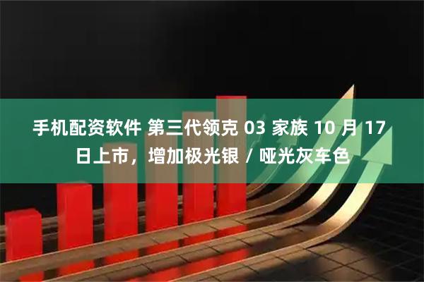 手机配资软件 第三代领克 03 家族 10 月 17 日上市，增加极光银 / 哑光灰车色